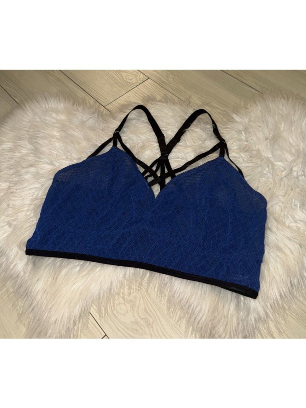 Torrid Caged Longline Lace Bralette Bra Unlined Wire Free Womens Size 2 Blue